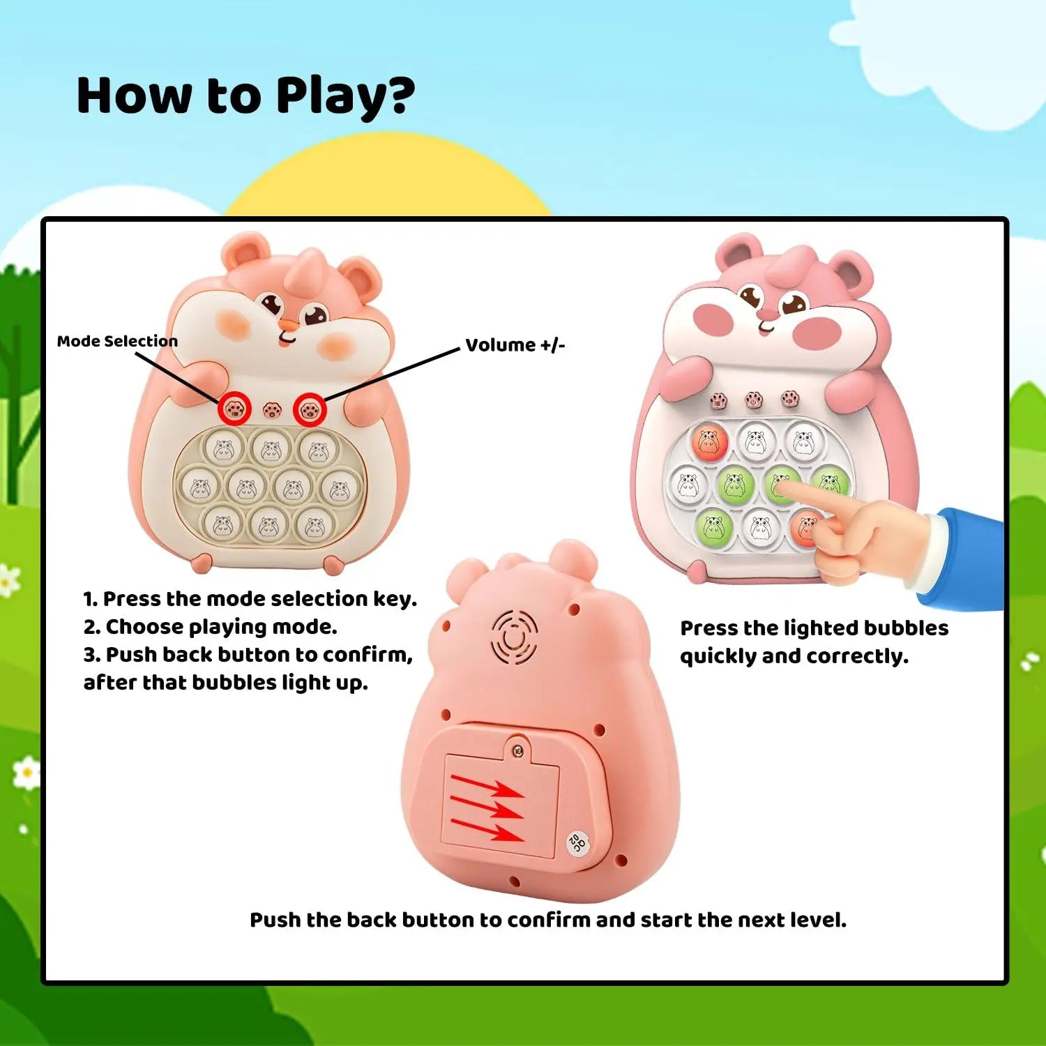 PEMBE MÜZİKLİ SEVİMLİ HAMSTER POP OYUNCAK